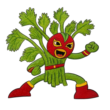 Taco Libre character Cilantro Man